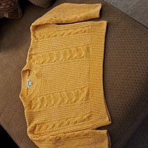 Cocovive Cropped Chenille Yellow Sweater Size: Large